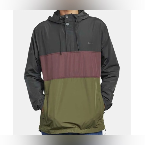 RVCA Men's Black, Maroon, and Olive Windbreaker Sz/XL - Picture 1 of 16